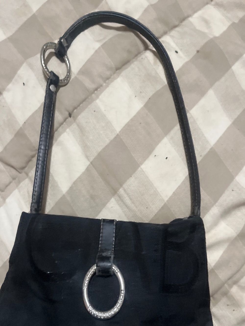 Authentic Vintage 2000s Dolce & Gabbana Tonal Black Monogram Ring Bag